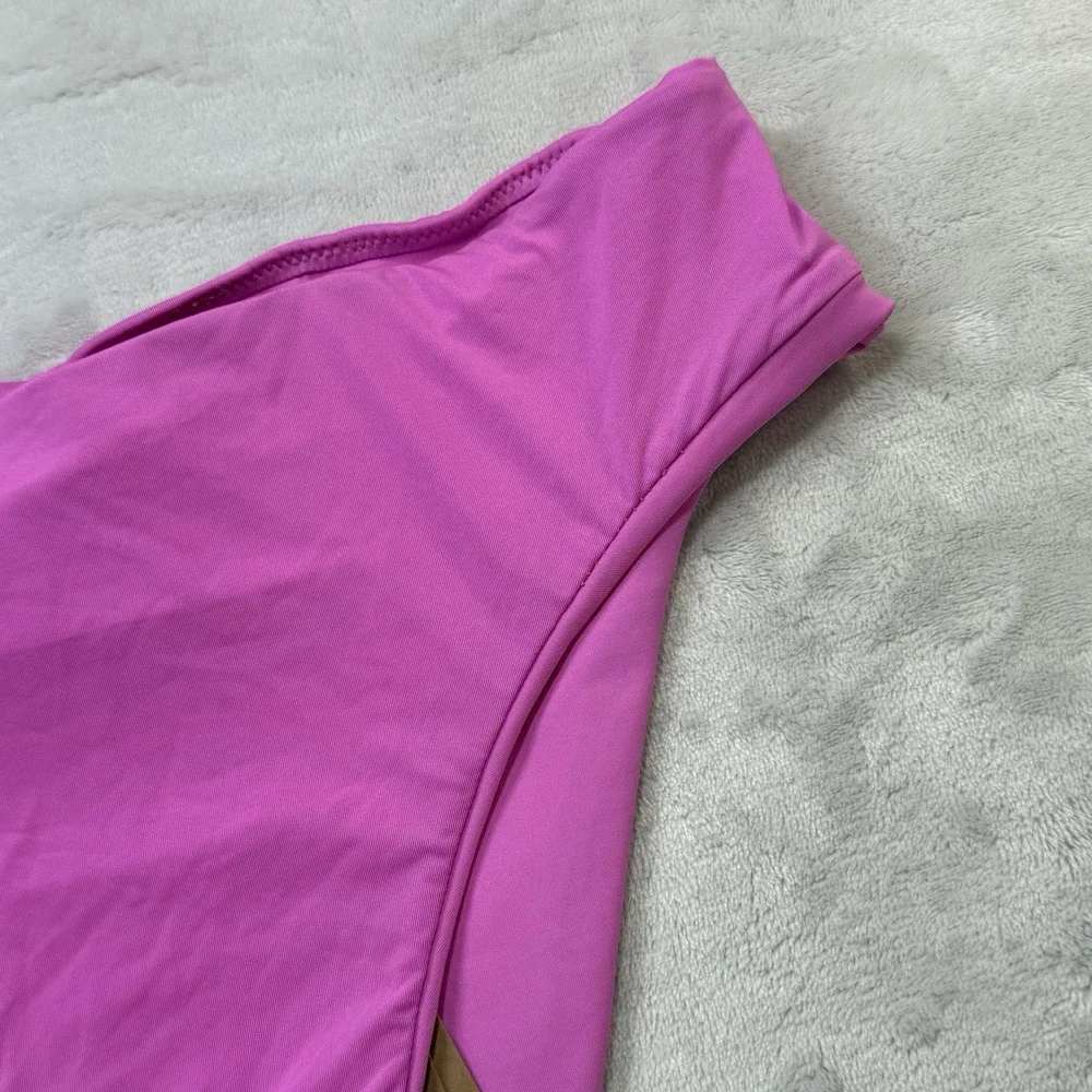 SKIMS Recycled Swim Mid Waist Bikini Bottom Neon Orchid Pink Size M NWT